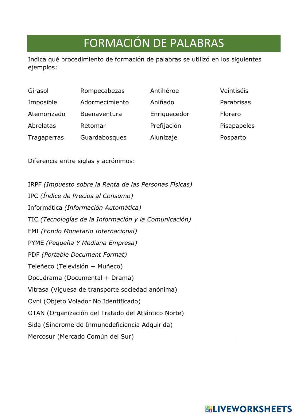 Formación de palabras