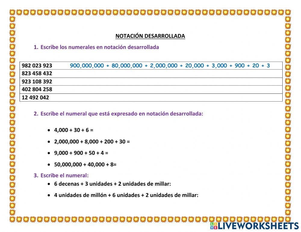 Notación desarrollada