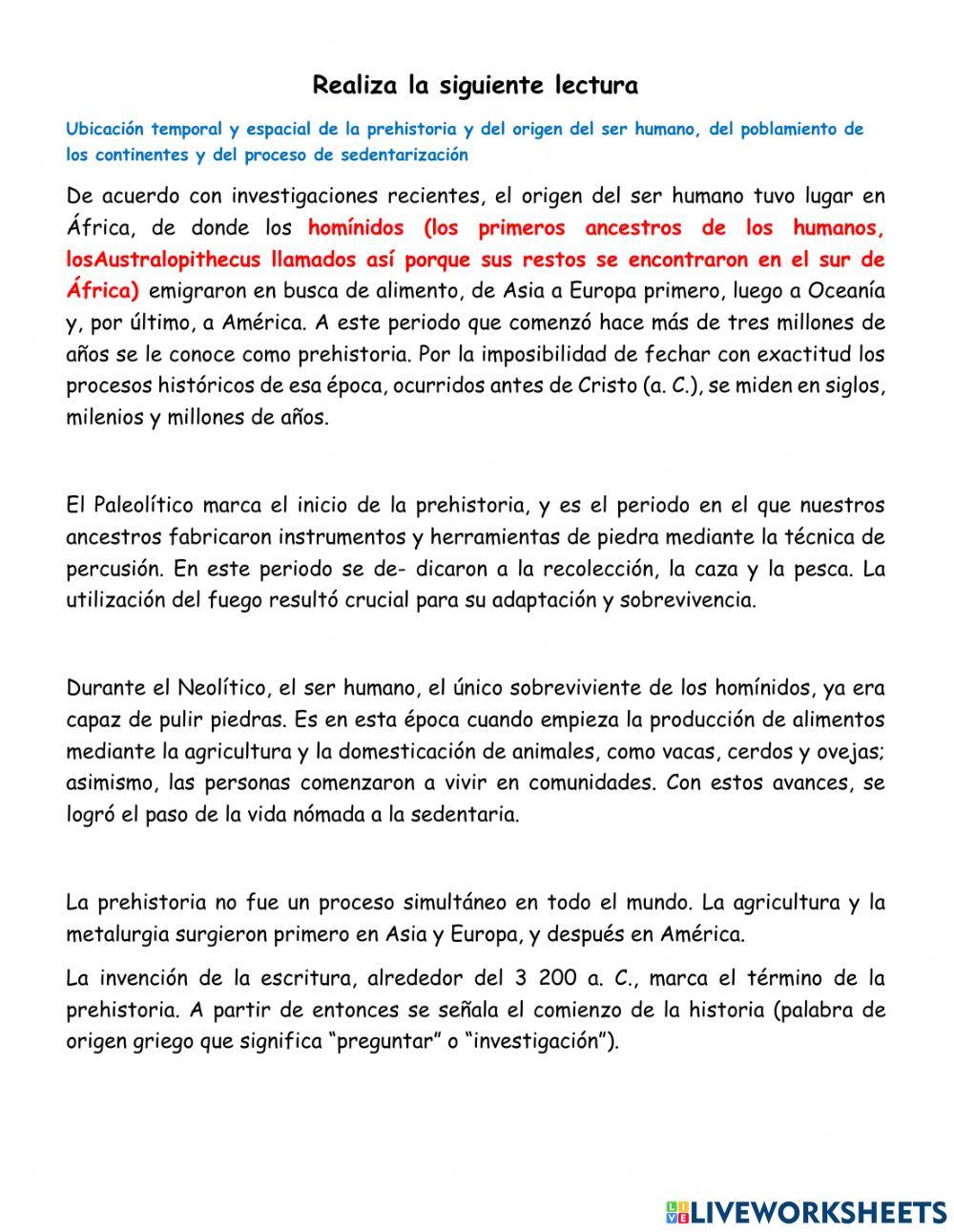 Ubicación espacial de la Prehistoria