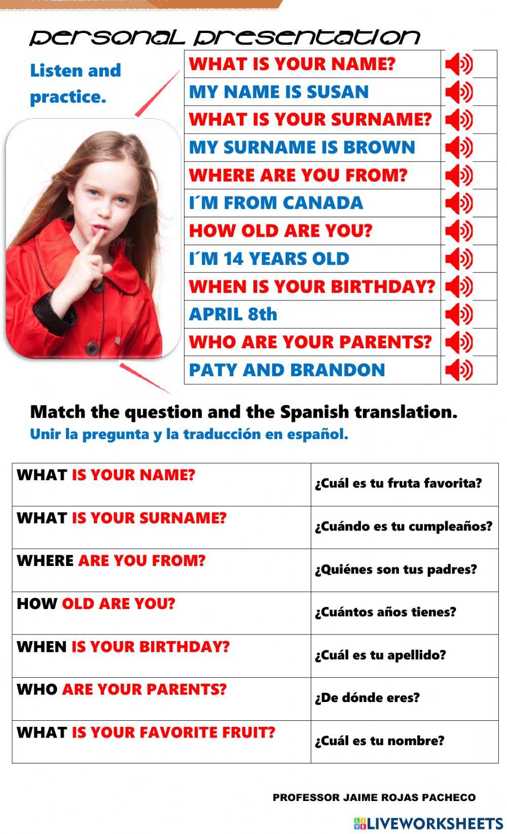 Personal presentation