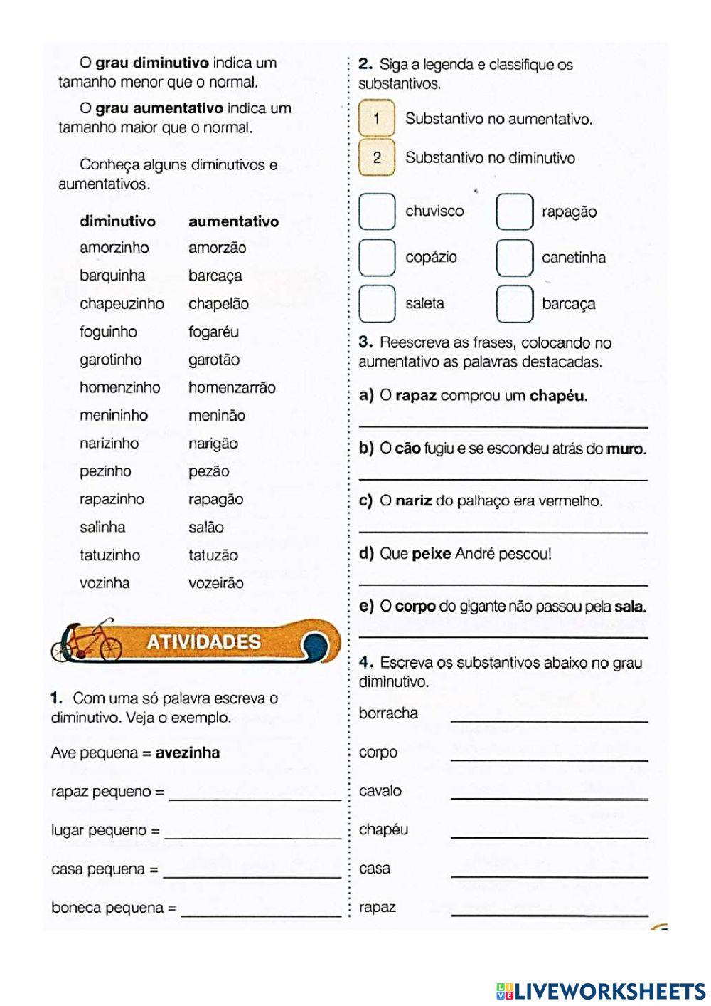 Menino Maluquinho e Grau do Substantivo