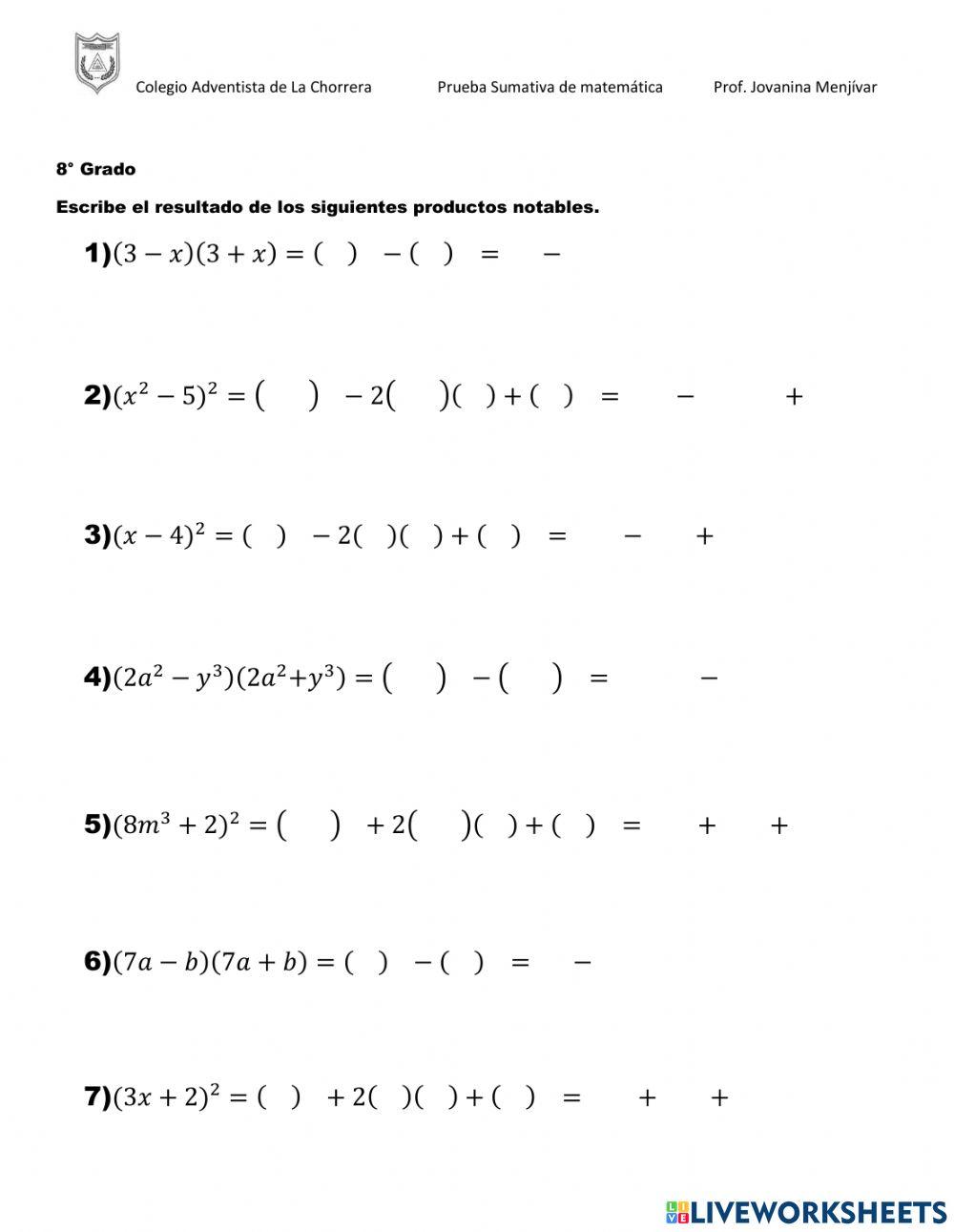 Productos Notables -Casos 1 y 2