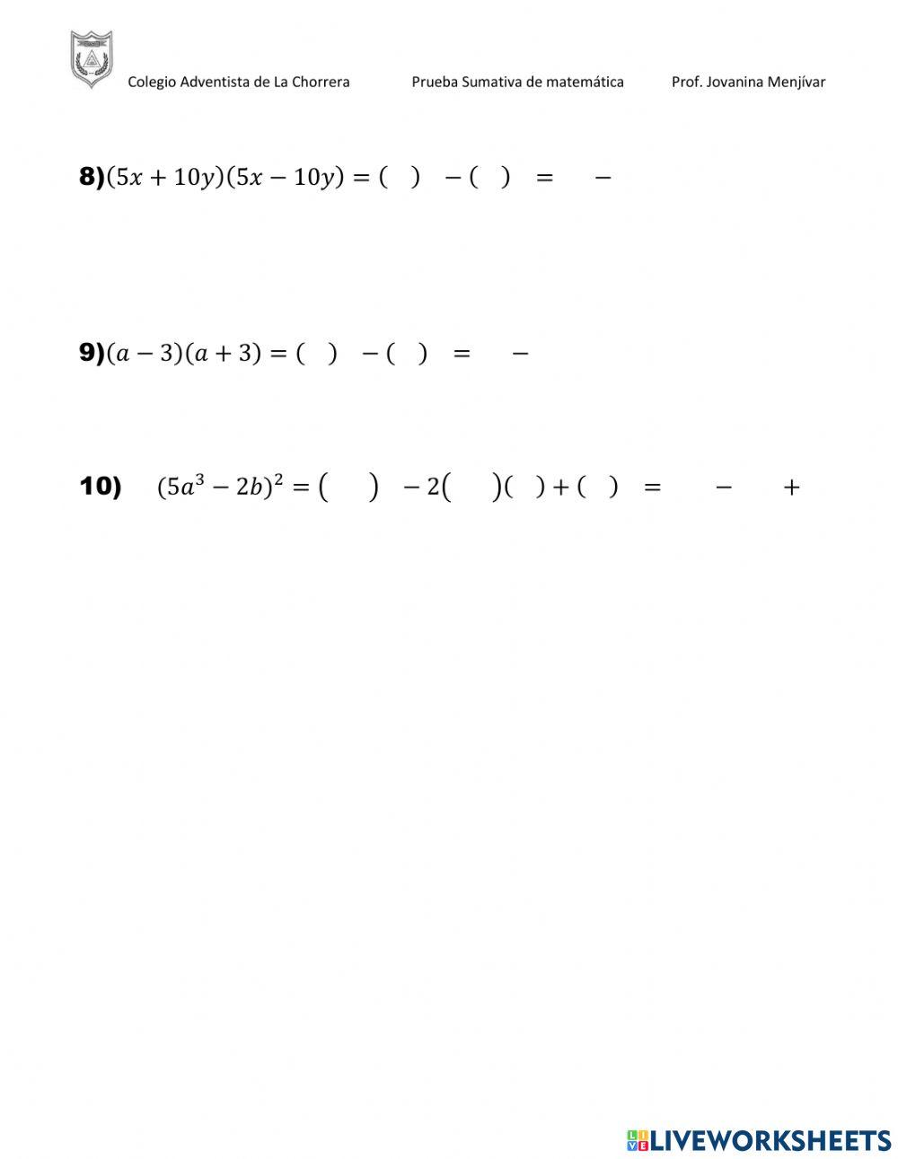 Productos Notables -Casos 1 y 2