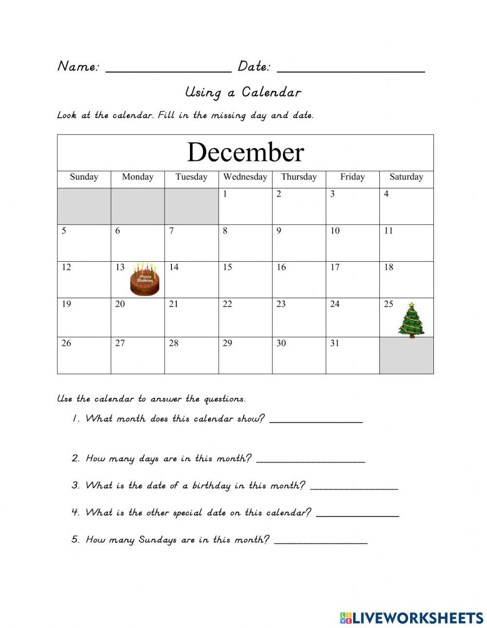 Using a Calendar 2