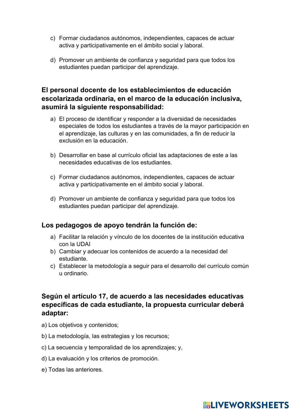 Normativa de estudiantes con  necesidades educativas especiales