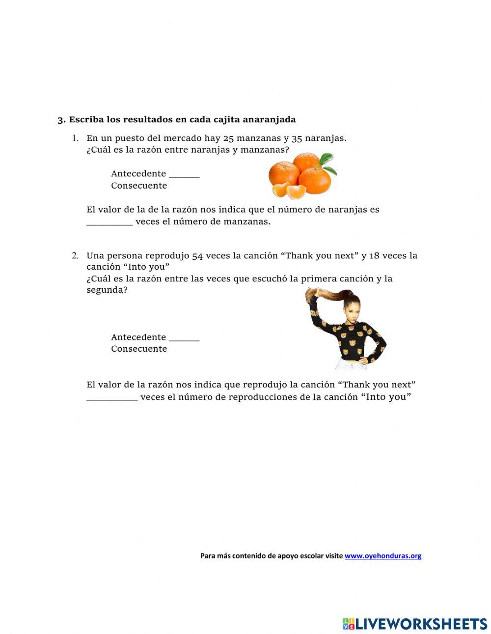 Razón y Proporción Ejercicios OYE