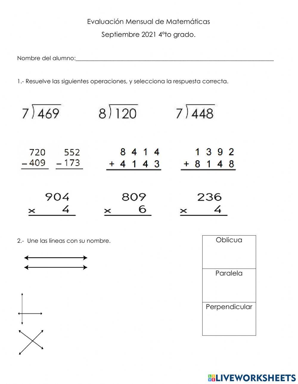 Evaluación Matemáticas