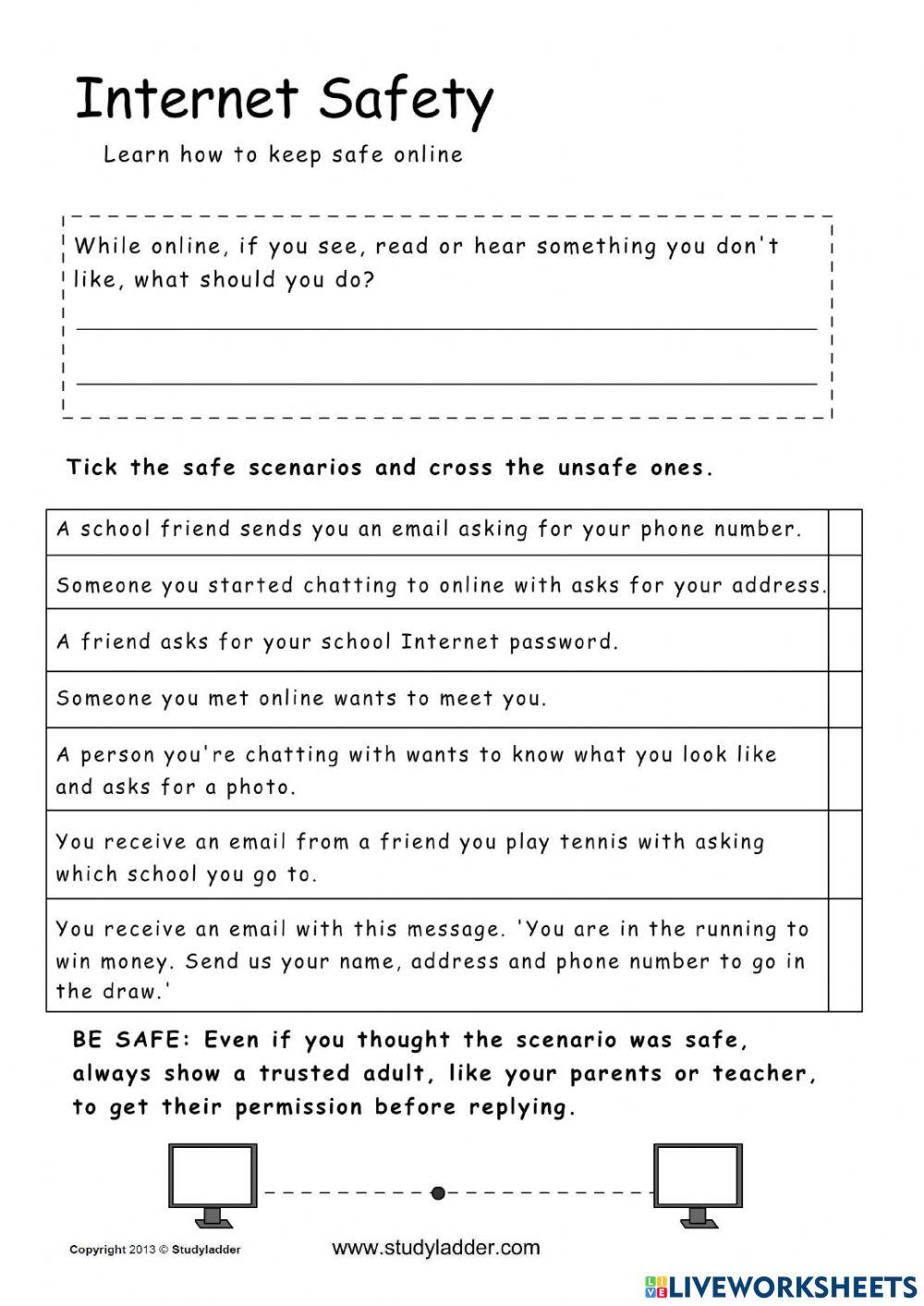 internet safety | free interactive worksheets | 5185112