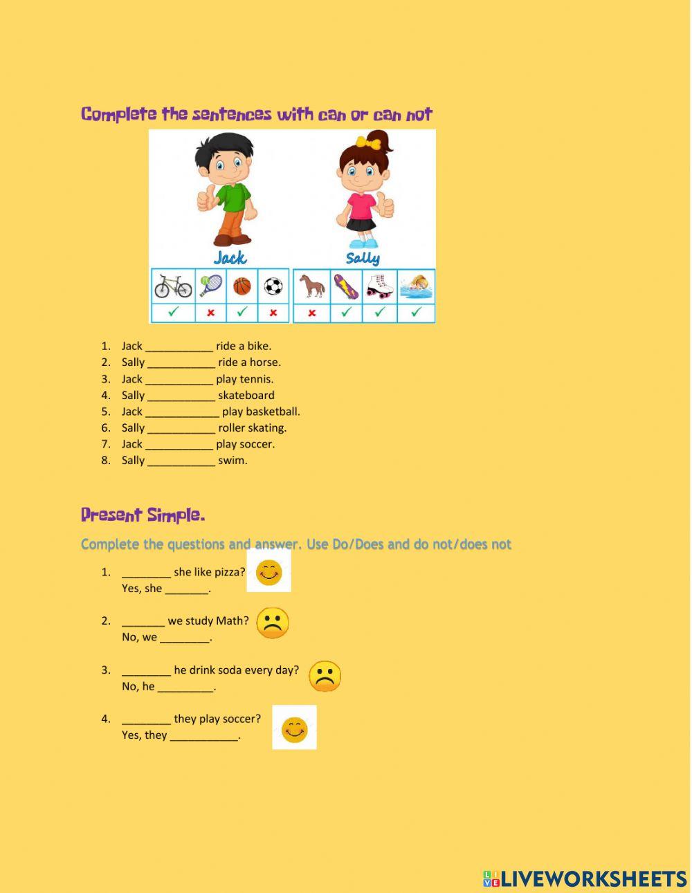 Modal can and Present simple