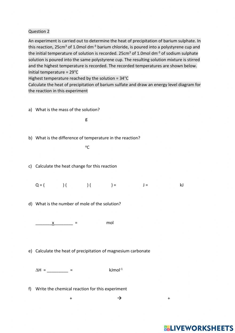 Heat of precipitation