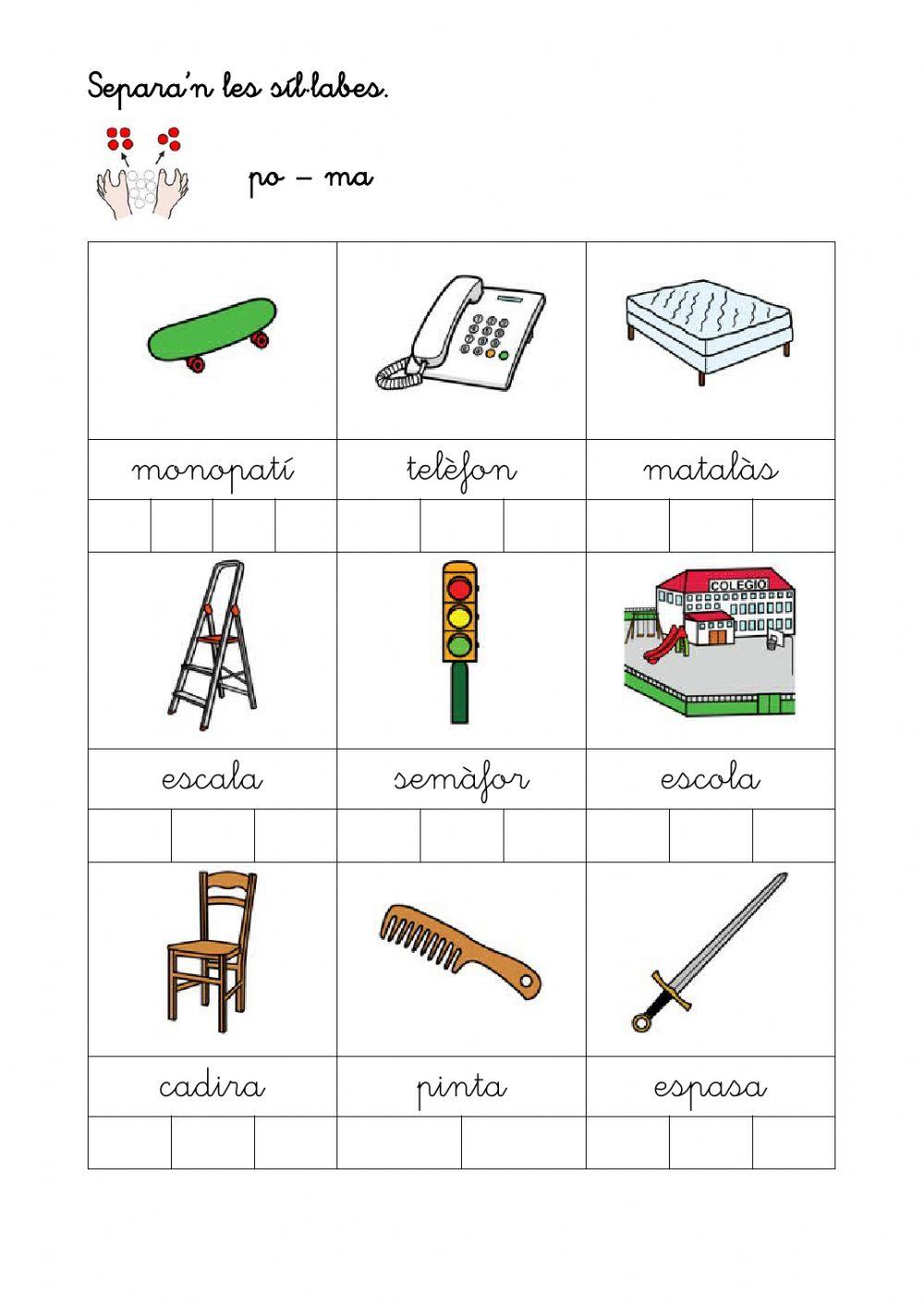 Separar síl·labes.