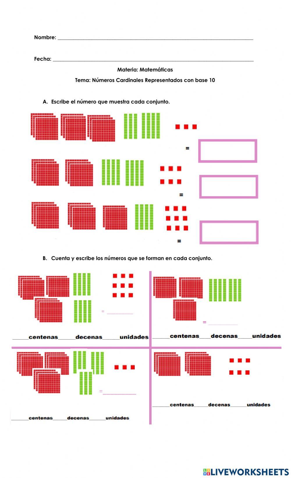 Tema: Números Cardinales Representados con base 10 Tema: Números Cardinales Representados con base 10