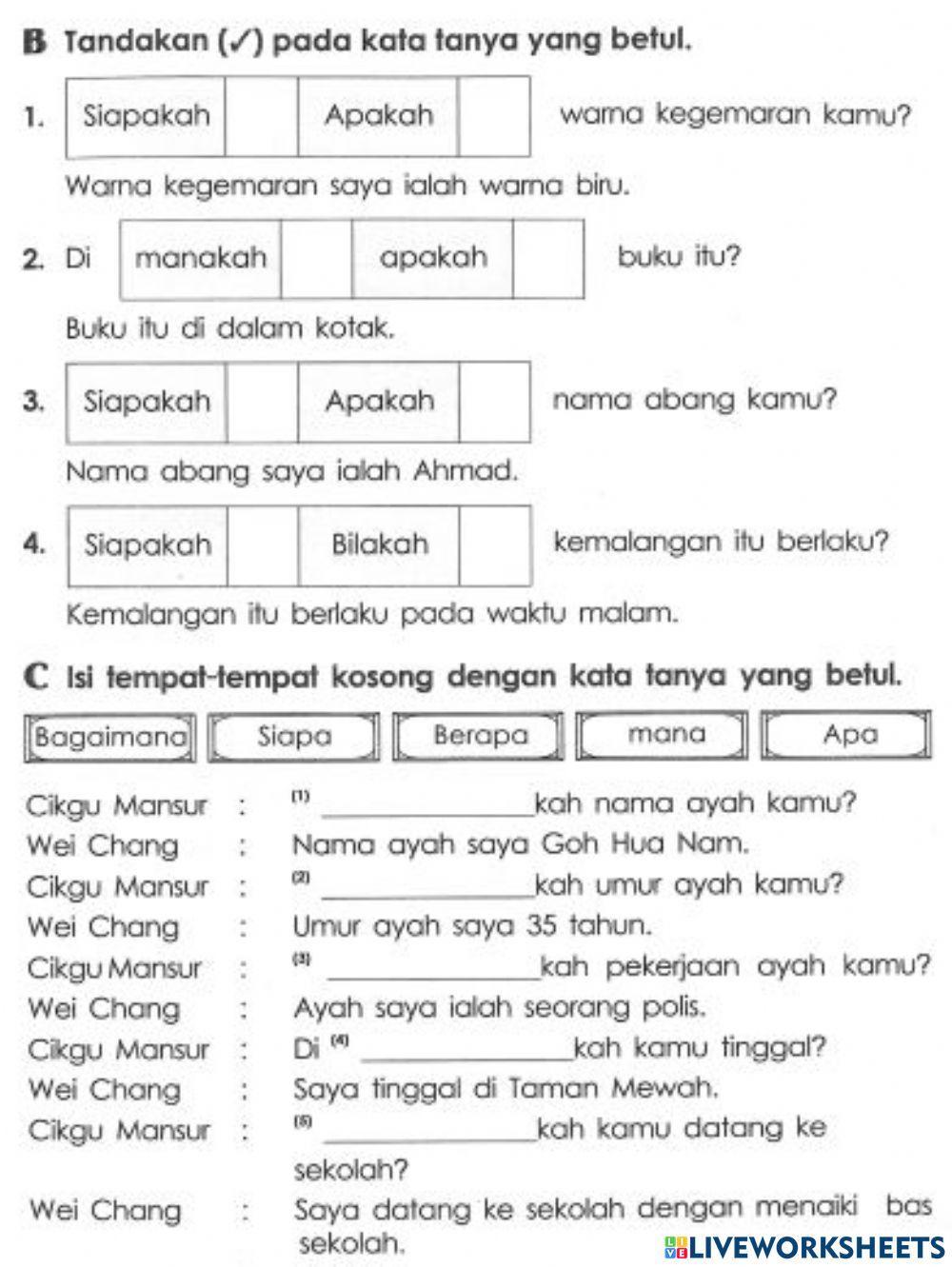 Tatabahasa : Kata Tanya dan Ayat Tanya