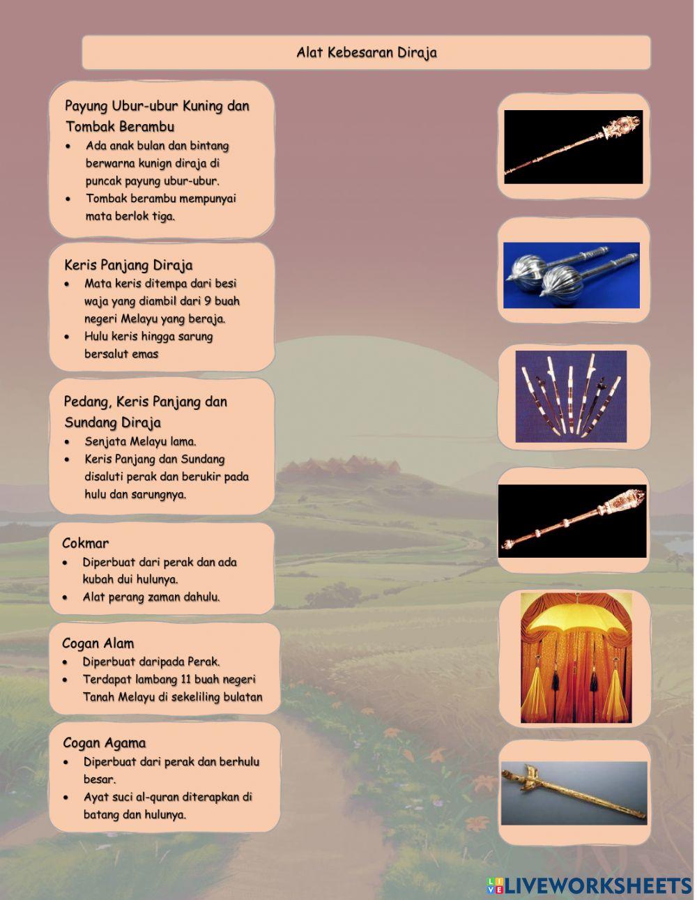 Latihan Alat Kebesaran Diraja Sejarah Tahun 5