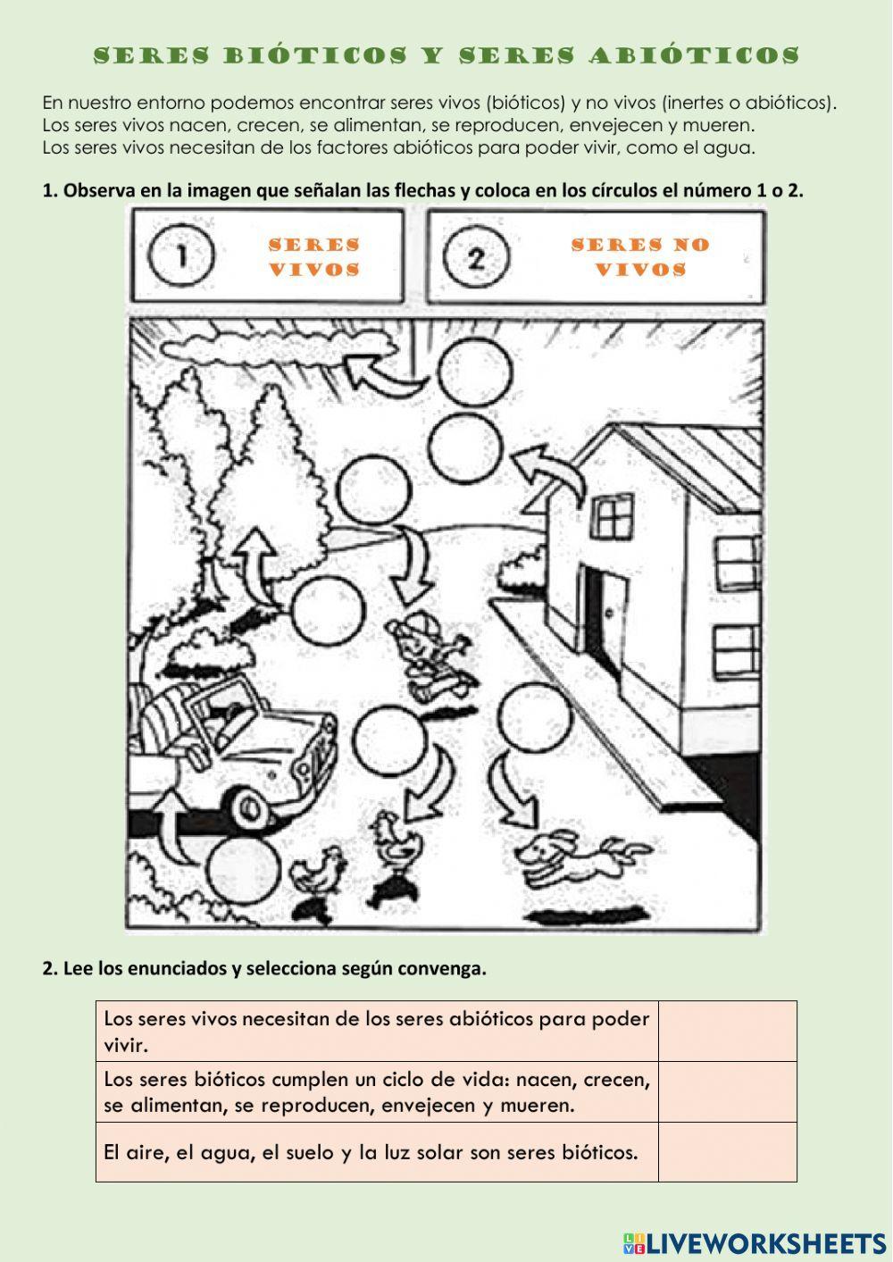 Seres vivos y no vivos