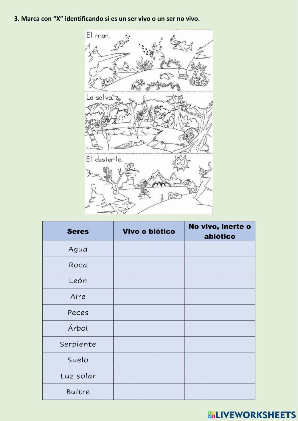 Seres vivos y no vivos