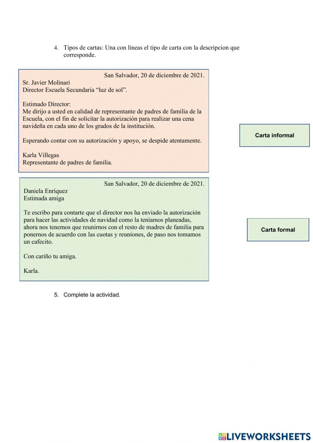 La carta y sus partes