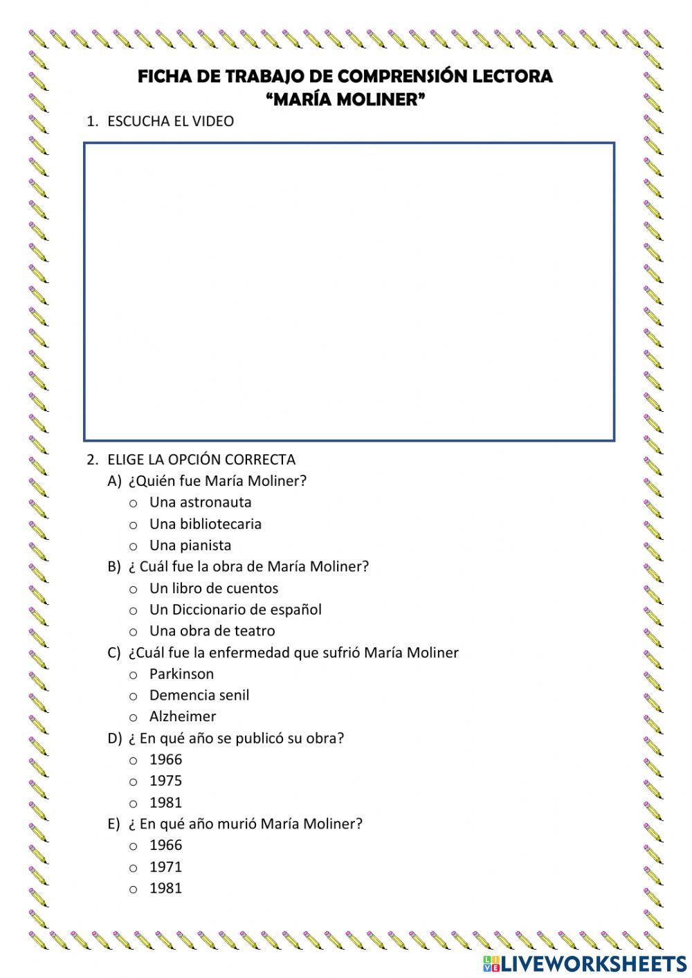 Ficha de comprensión lectora