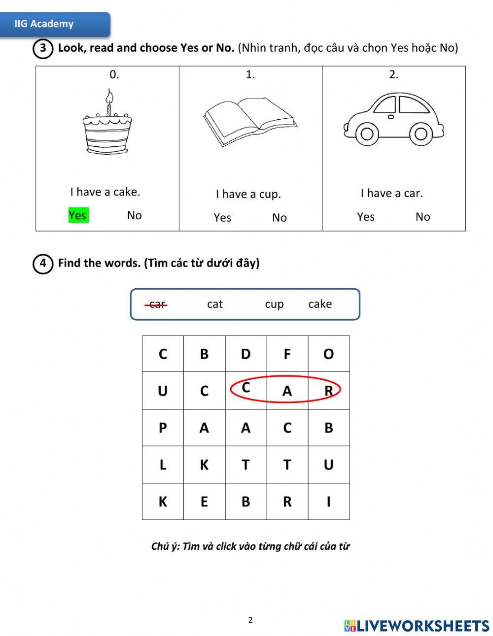 IIG-Grade 1-Worksheet 4