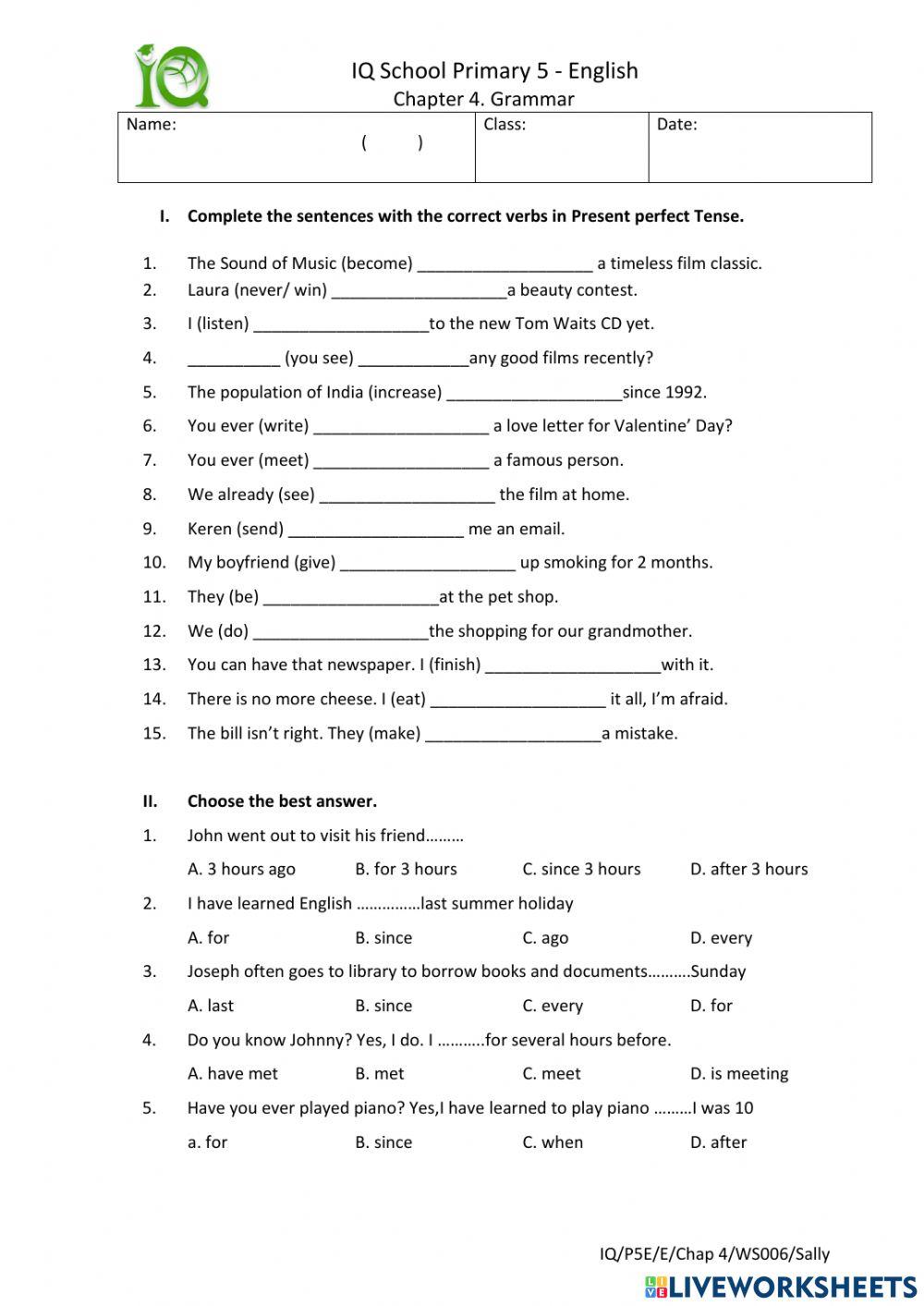Present Perfect Tense