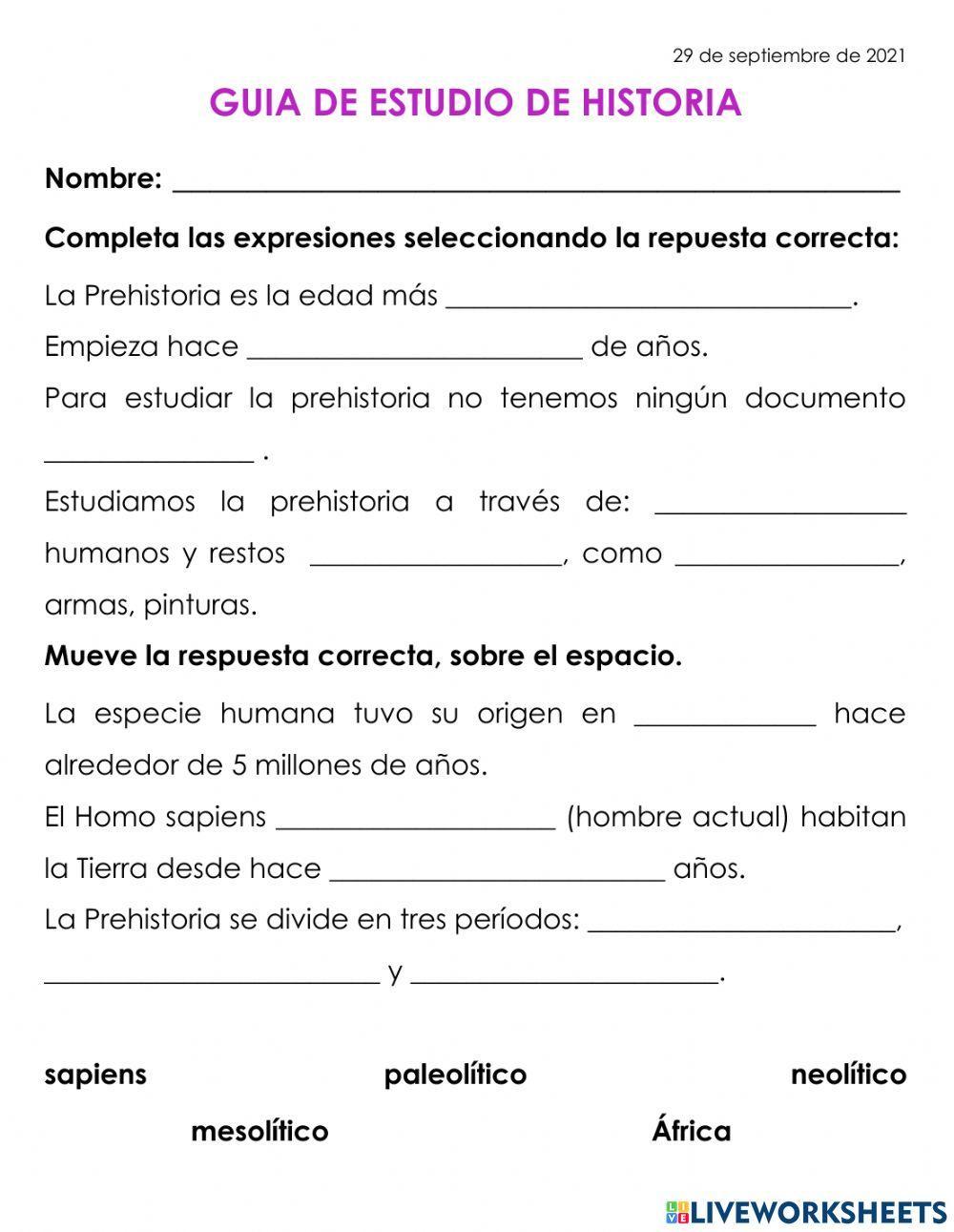 Guía estudio examen historia septiembre