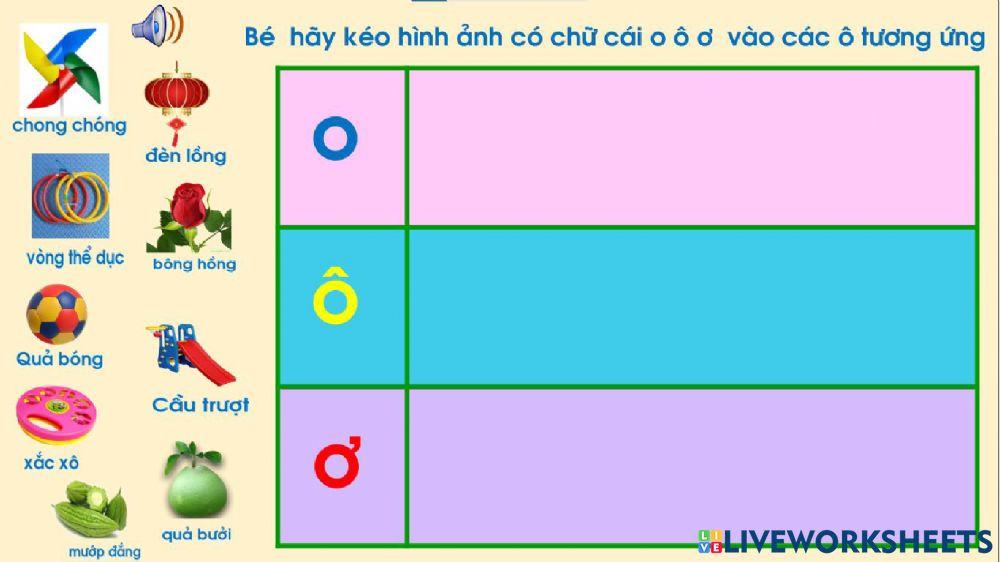 Trò chơi với chữ o ô ơ