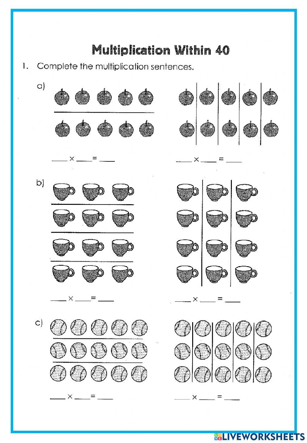Multiplication Arrays online exercise for Live Worksheets