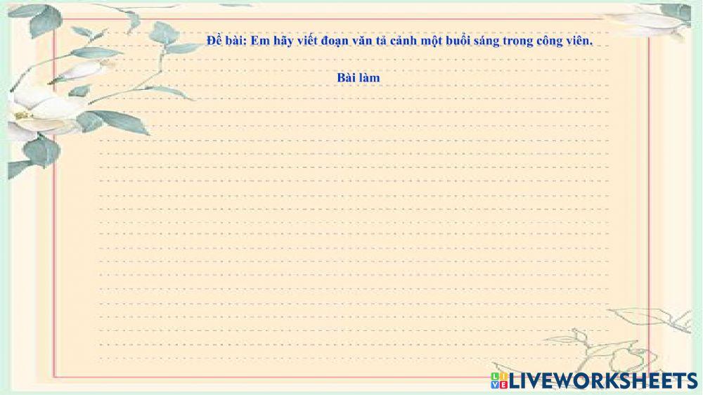 Tập làm văn viết đoạn tả cảnh công viên