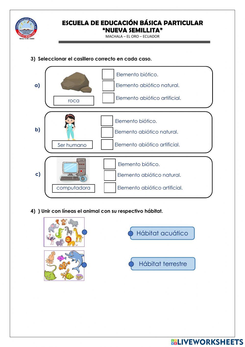Evaluación quimestral de ciencias naturales