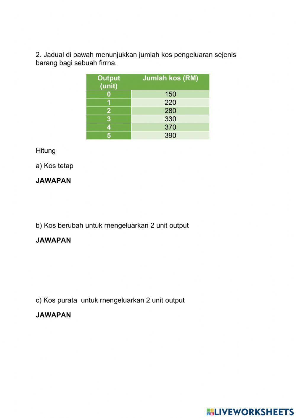 4.1.4 pengiraan kos pengeluaran