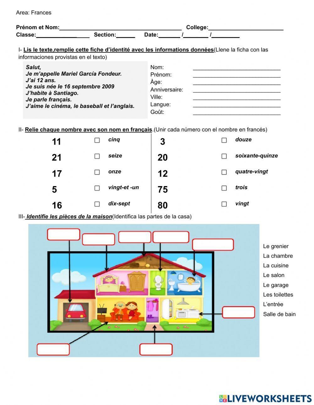 Évaluation de  niveau en français
