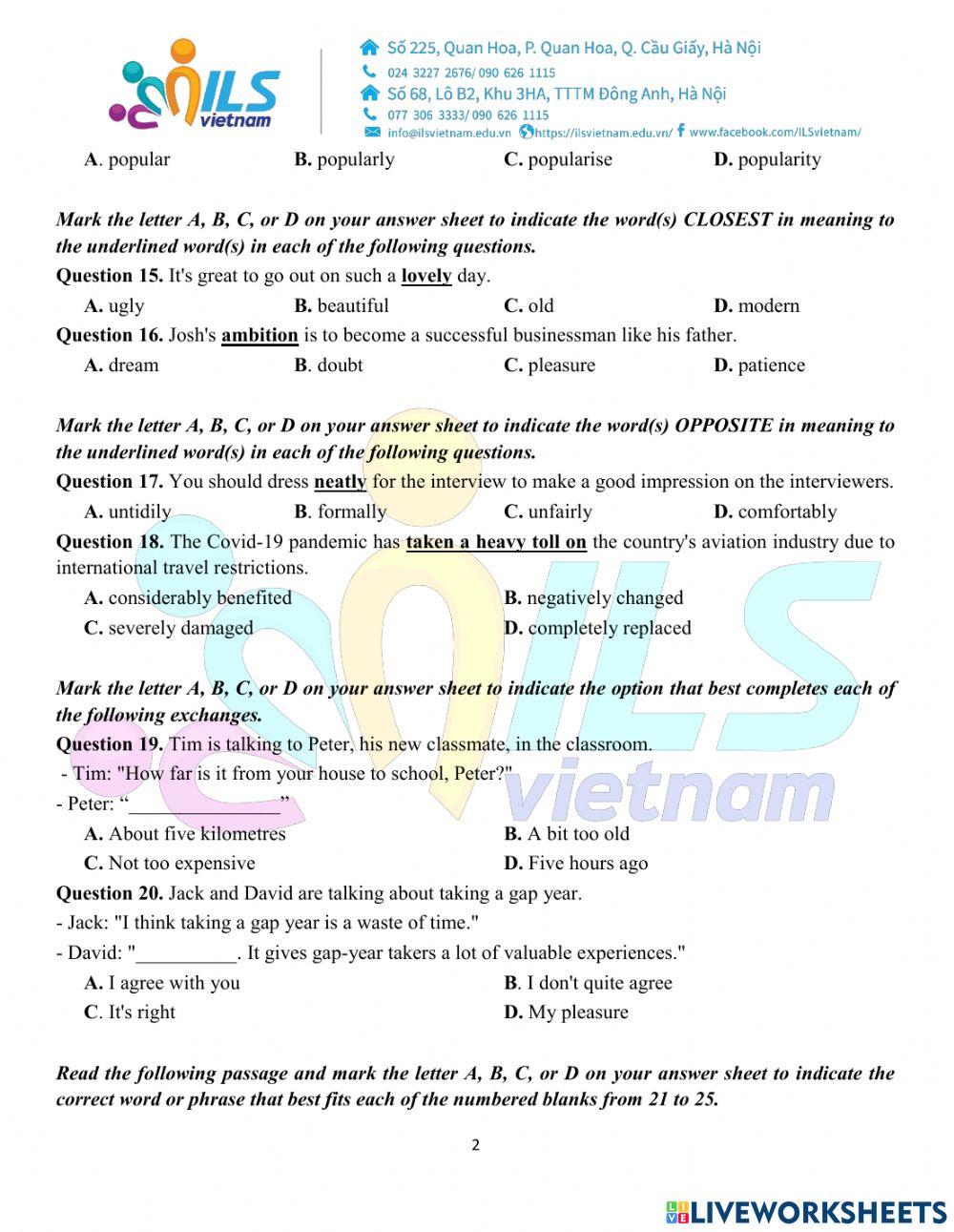 EASY 10 - Placement test