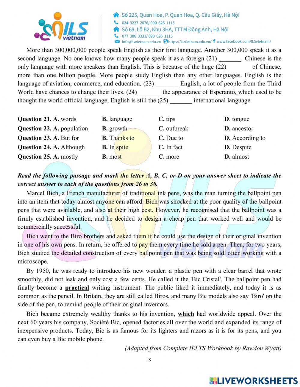 EASY 10 - Placement test
