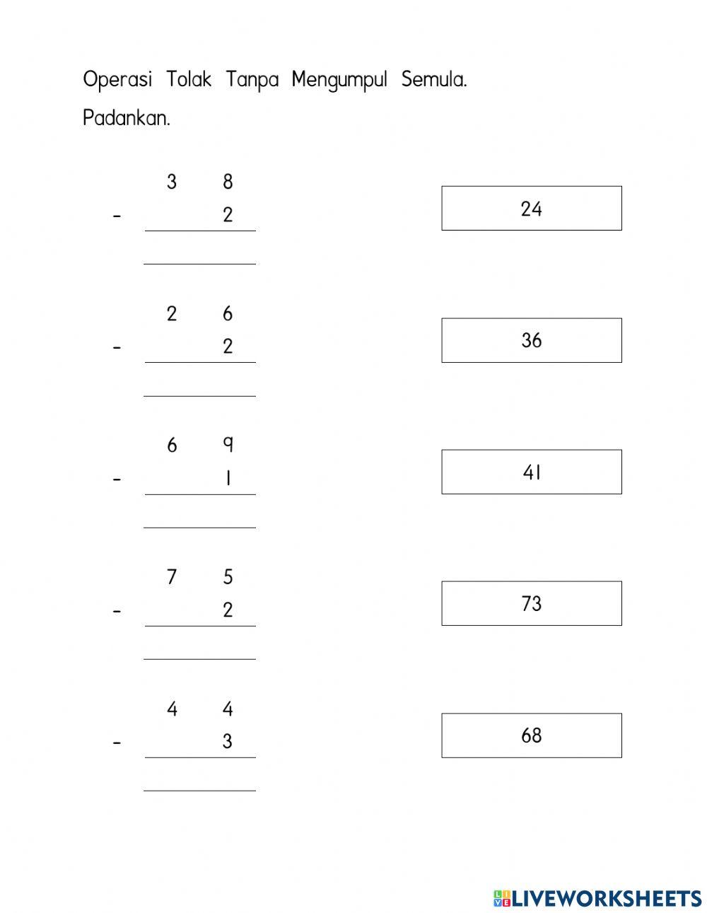 Operasi Tolak Tanpa Mengumpul Semula