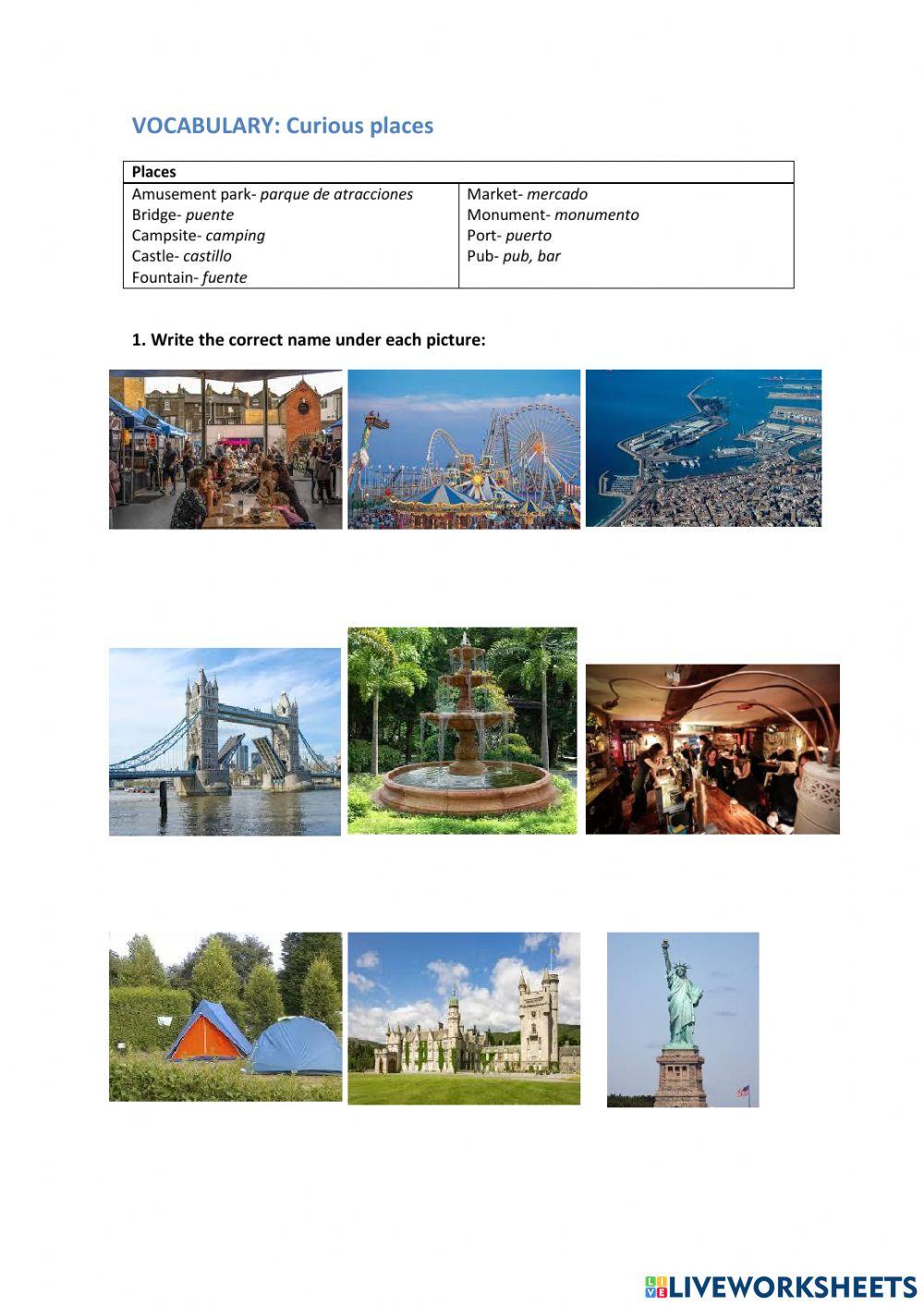 Curious places (Vocabulary)