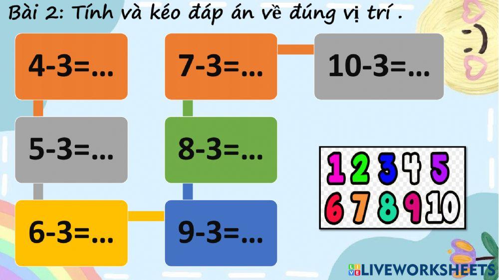 Toán: phép trừ trong phạm vi 10