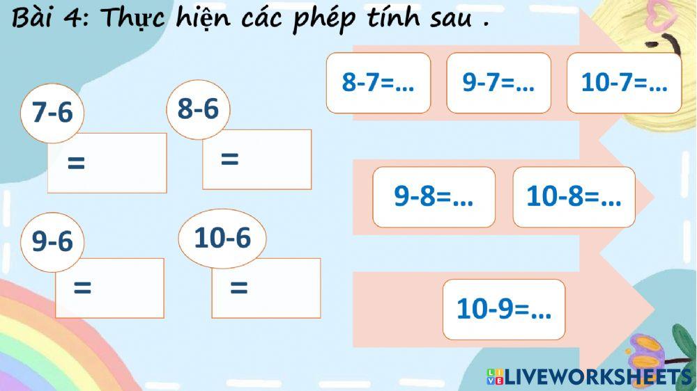 Toán: phép trừ trong phạm vi 10