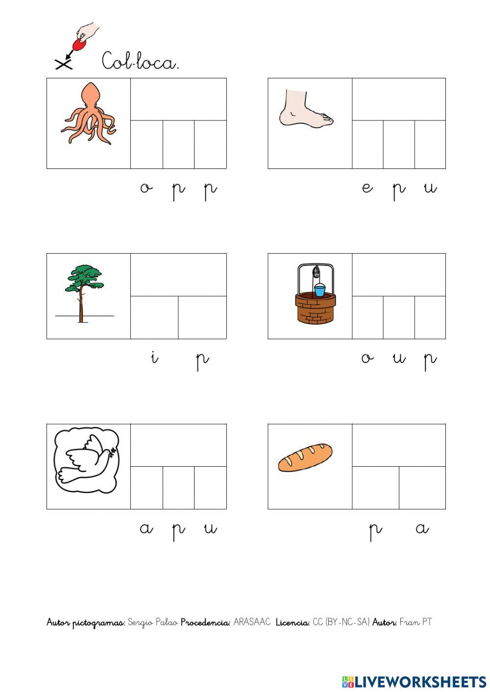 Escriure paraules amb p.