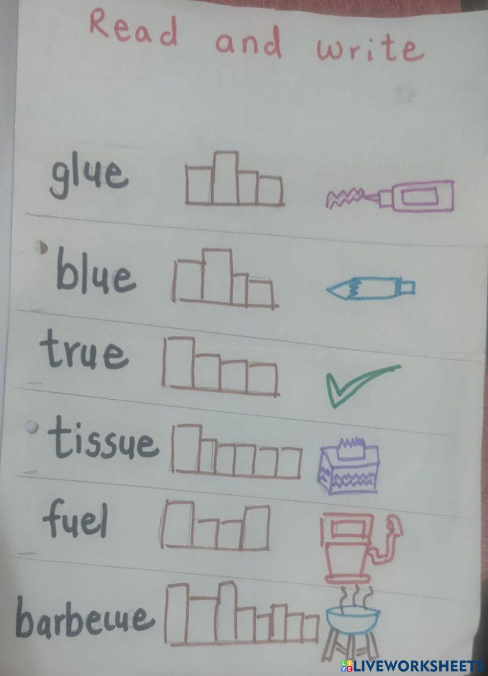 read and write ue worksheet | Live Worksheets