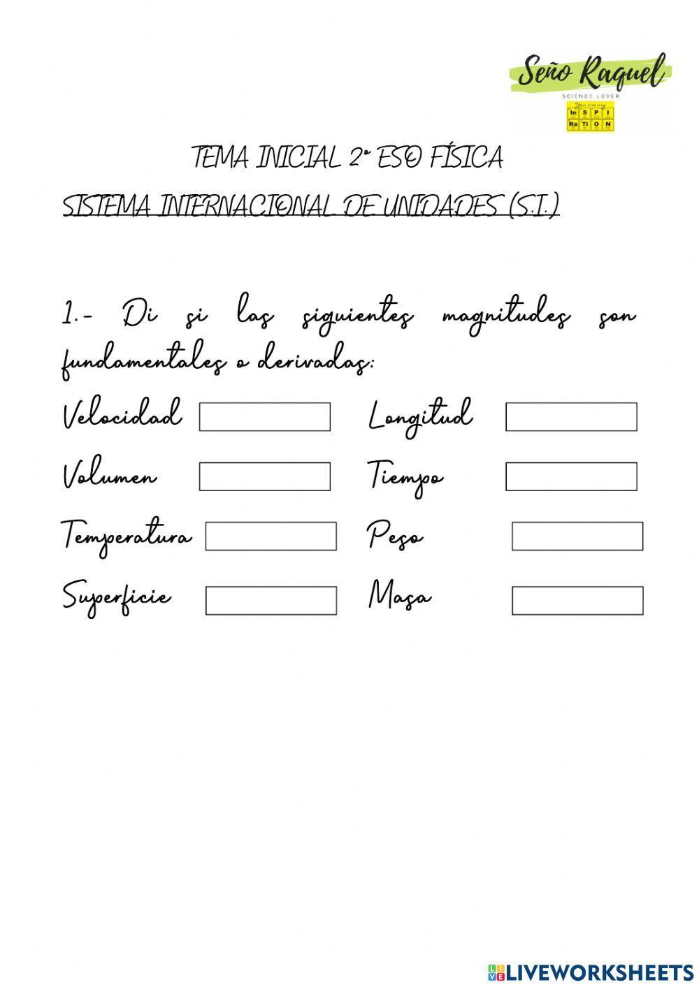 Magnitudes y unidades del S.I.