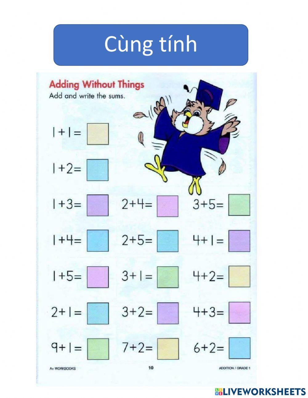 Bài ôn tập phép cộng 10 - so sánh