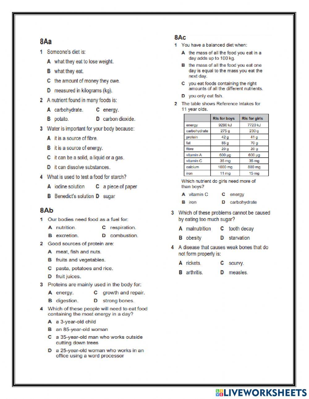 Nutrition and Digestion