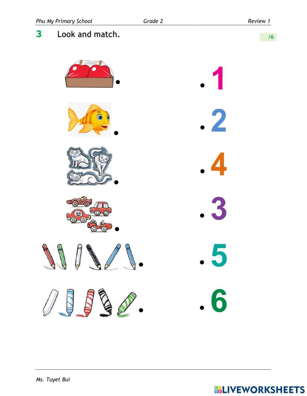 Review 5 colors and numbers 1-10