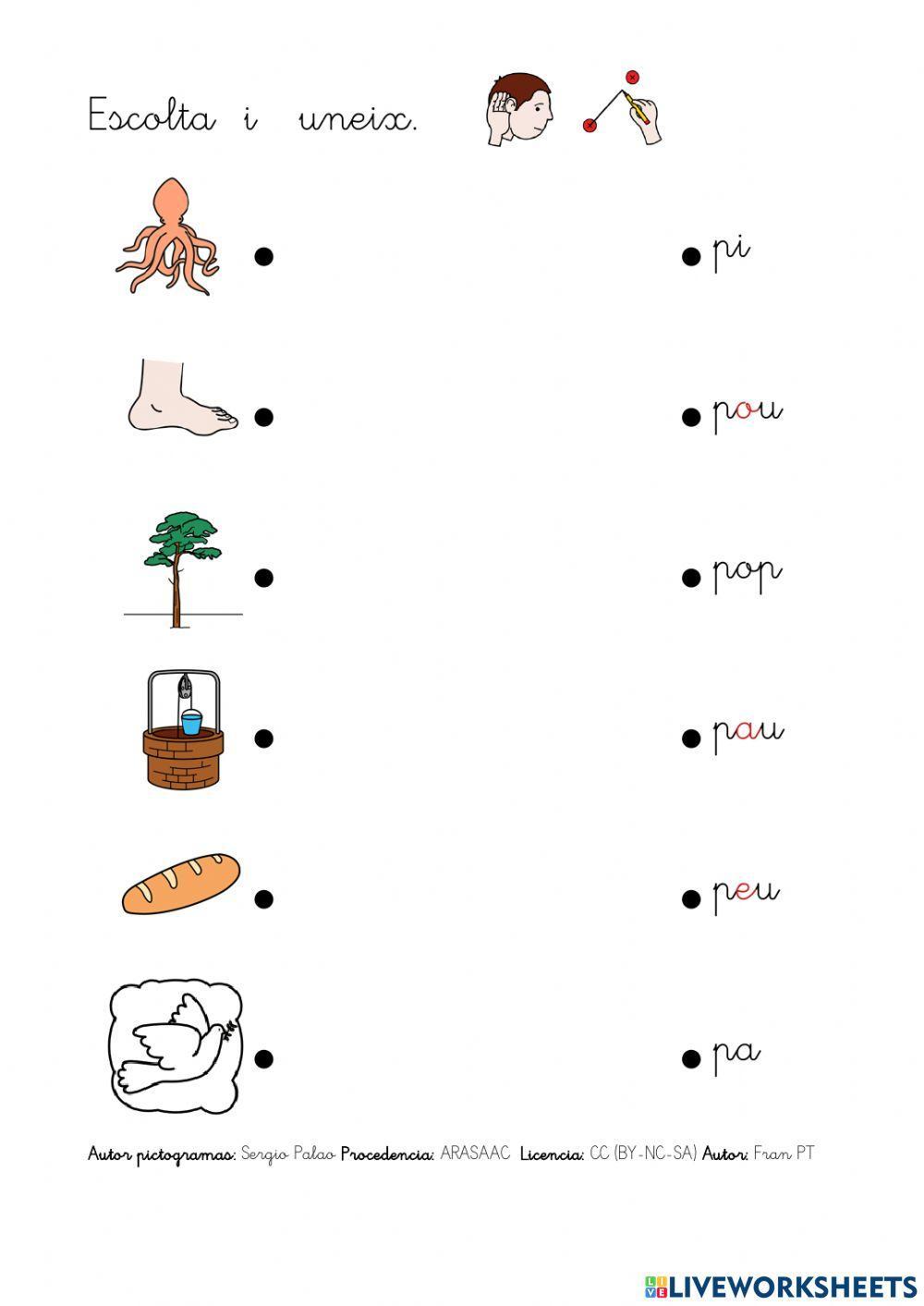 Llegir paraules amb p.