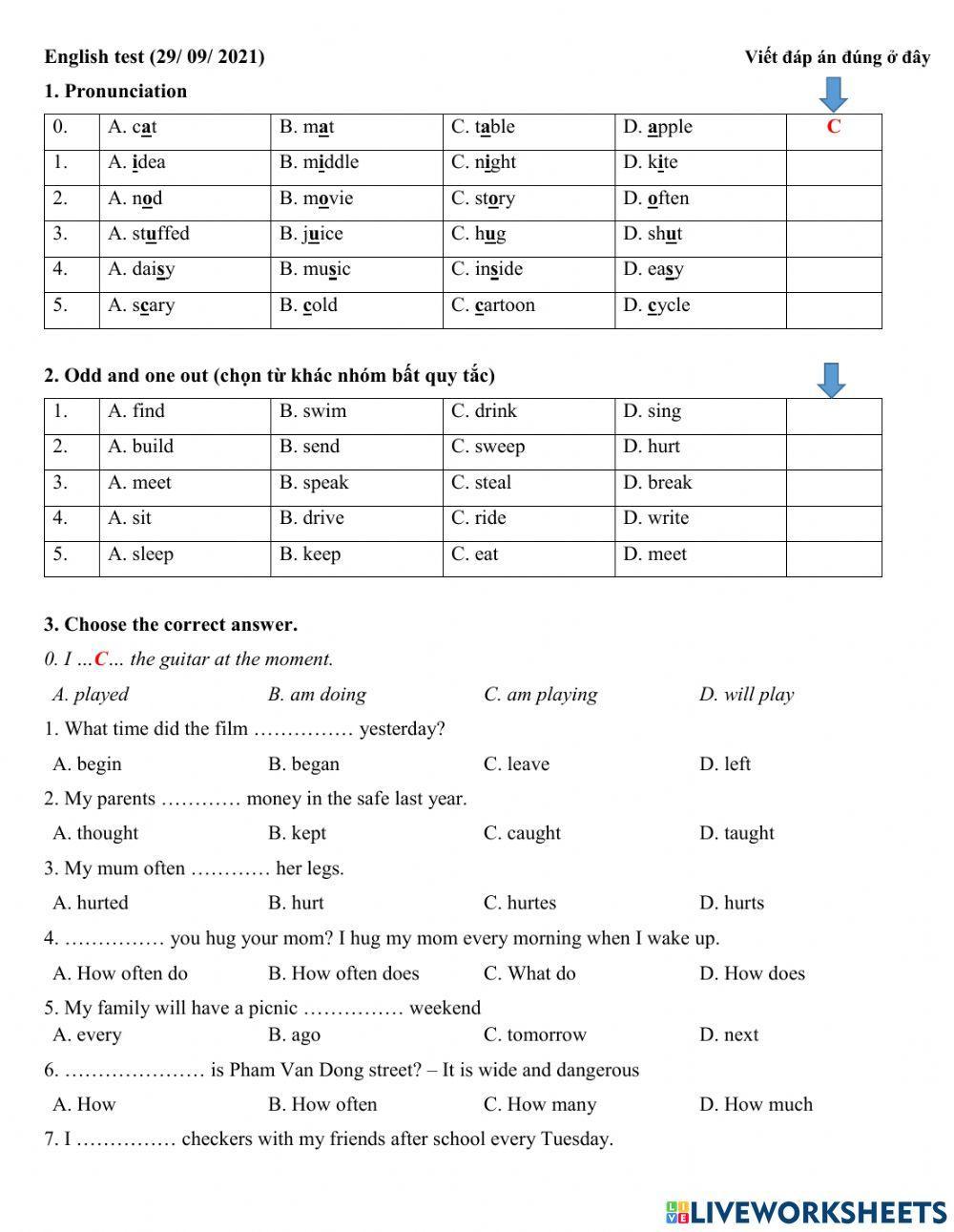 Grade 4 September test