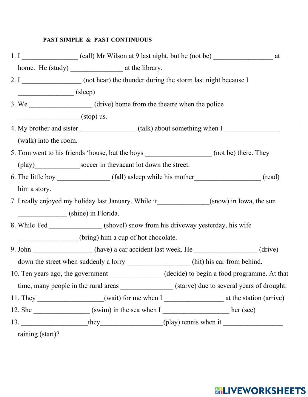 Past Simple mix Past Continuous