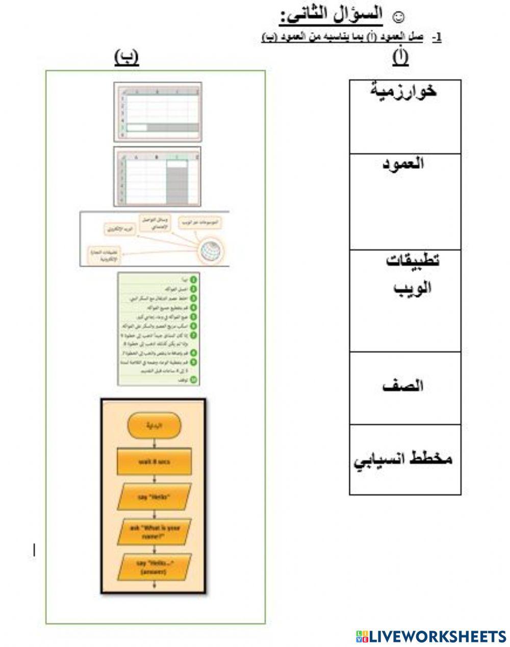 مراجعة السؤال الثاني منتصف الفصل الاول الصف الخامس
