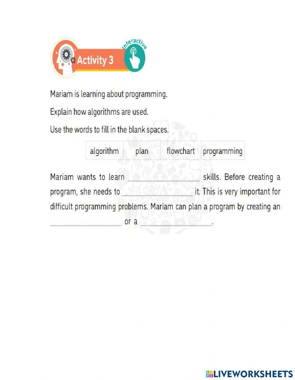 Programming act worksheet | Live Worksheets