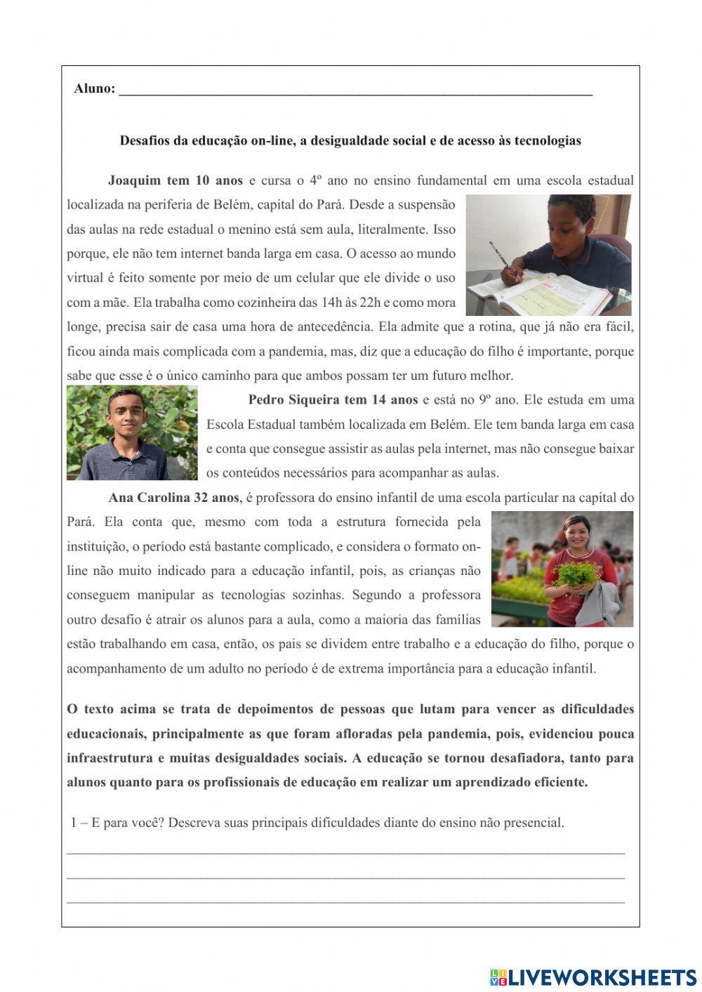 Desigualdade de acesso tecnológico