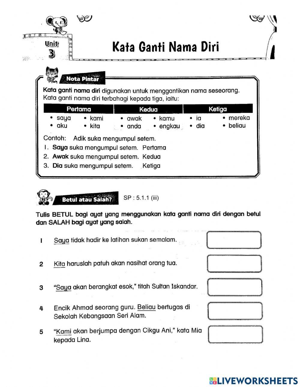 Bm tahun 2 (KATA GANTI NAMA) L1